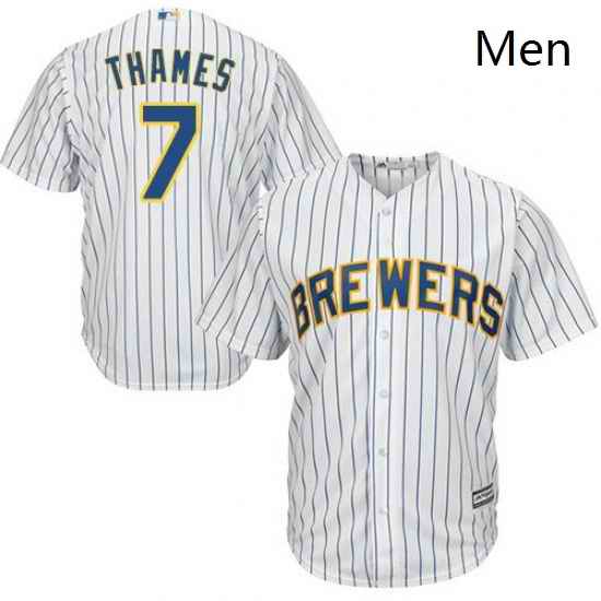 Mens Majestic Milwaukee Brewers 7 Eric Thames Replica White Alternate Cool Base MLB Jersey